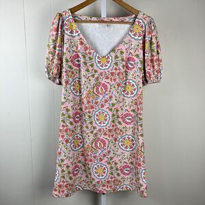 Smith &‎ Quinn Dress Pink Floral Medallion Print Short Sleeve Womens Small
